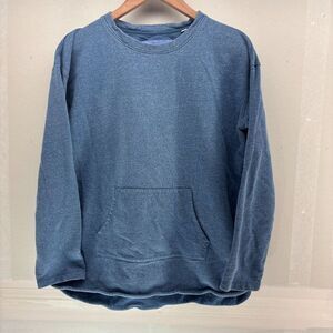 Orvis Mens Blue Cotton Long Sleeve Pullover Fishing Pocket Sweatshirt M EUC